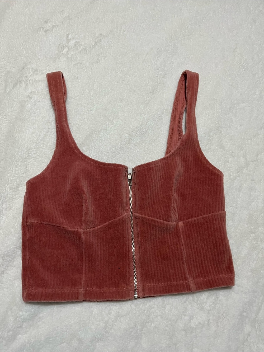 Forever 21 Women's Zip-Front Cropped Tank Top in Dusty Rose